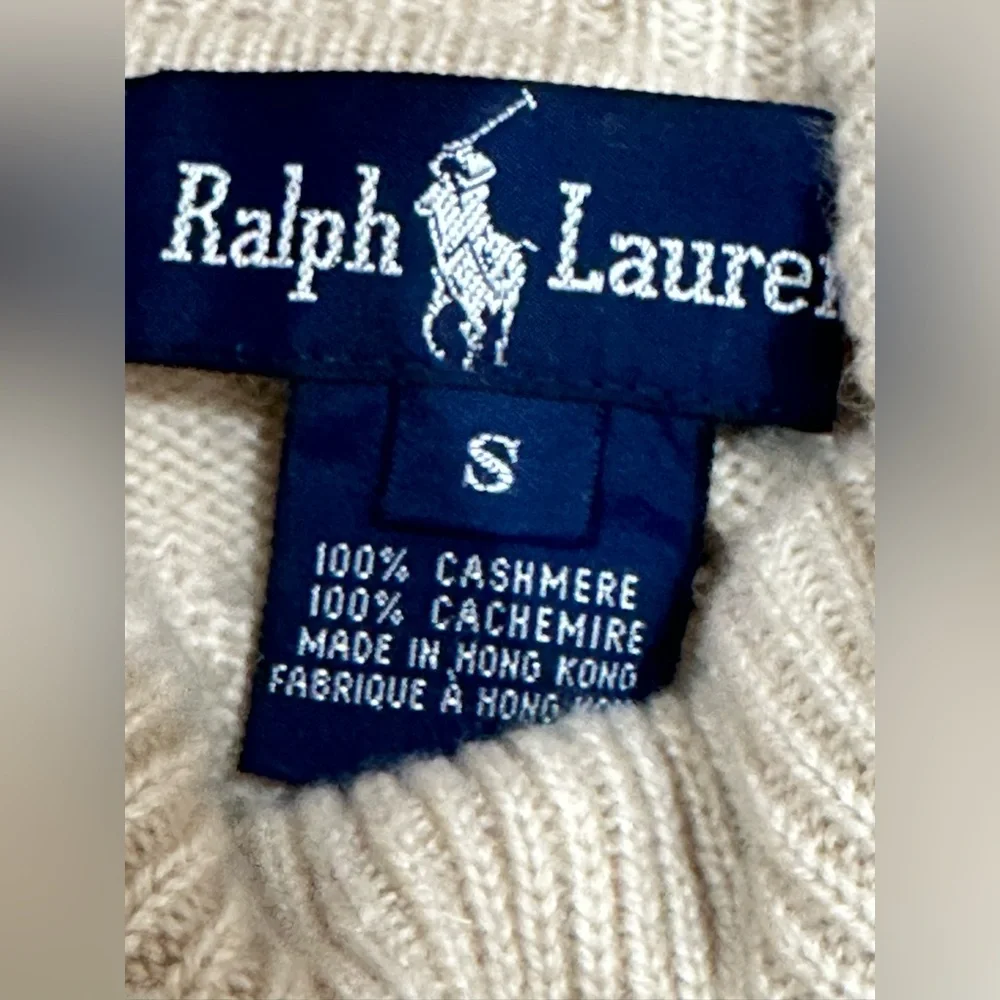 Ralph Lauren 100% Cashmere Turtleneck Sweater Size Small Ivory/Beige - Picture 4 of 4